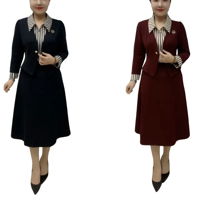 新款妈妈装假两件一体连衣裙A006款时尚修身显瘦中老年女装