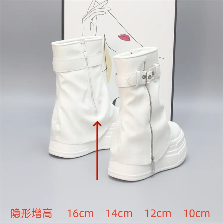 增高显瘦12CM时尚炸街裤管靴女小个子10cm马丁靴黑色洋气高跟短靴