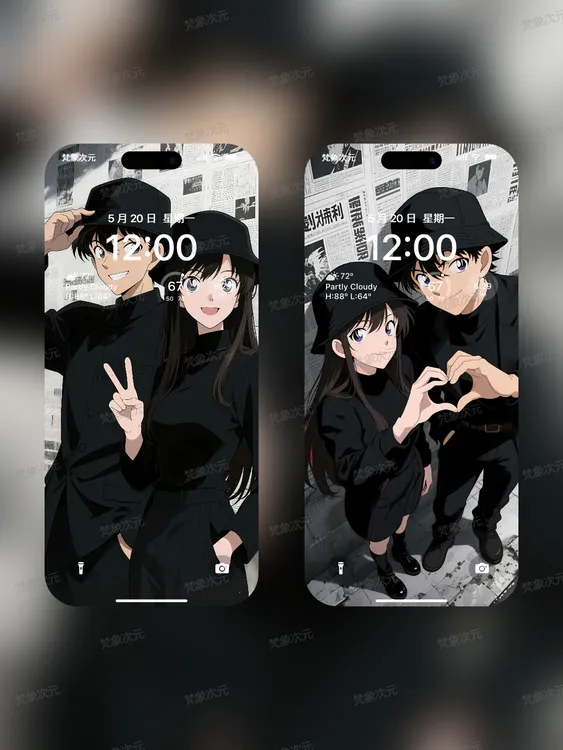 新兰CP动态壁纸名侦探柯南情侣实况锁屏苹果安卓高清手机平板小学