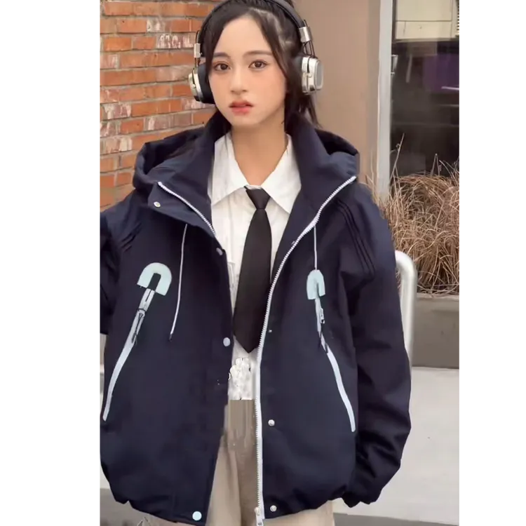 女童秋冬新款棉服连帽休闲中大女童百搭洋气外套夹棉上衣