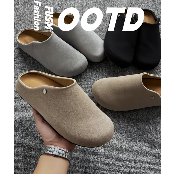 FSM*25FW ROW风软底老钱穆勒鞋拖慵懒感复古休闲勃肯鞋男增高半拖