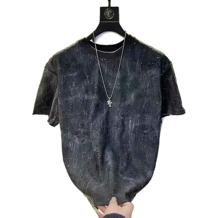 短袖t恤男潮牌夏季宽松五分袖2025年新款网红潮流ins简约印花上衣