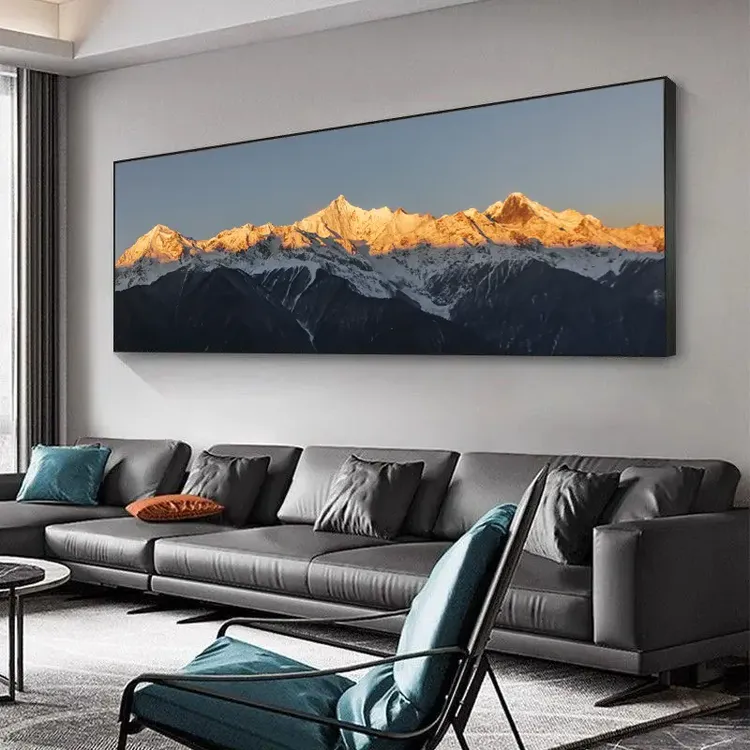 日照金山客厅装饰画极简家居挂画背景墙画现代办公室壁画背靠金山