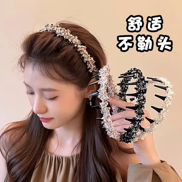 新款编织带齿防滑波浪发卡发箍女款高级感高七夕节礼物送女友