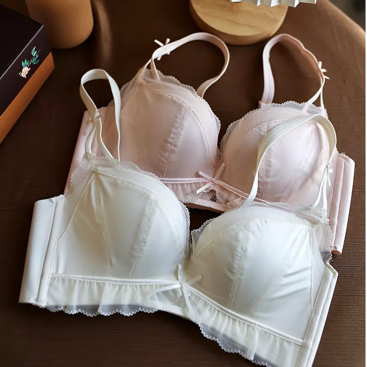 性感蕾丝网纱内衣女小胸聚拢上托收副乳防下垂文胸舒适无钢圈背心