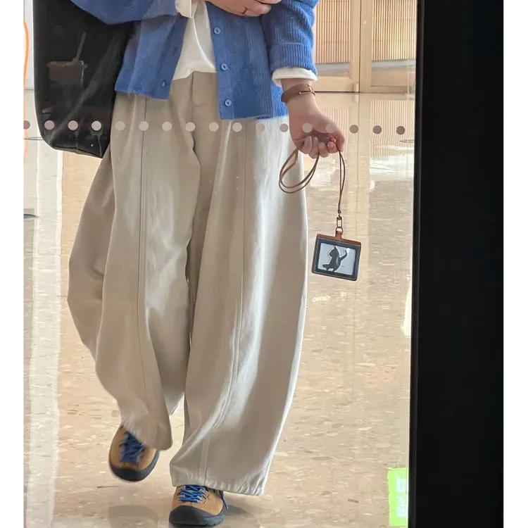 高级百搭垂感阔腿裤女薄绒高腰宽松显瘦慵懒风直筒休闲裤子秋冬季