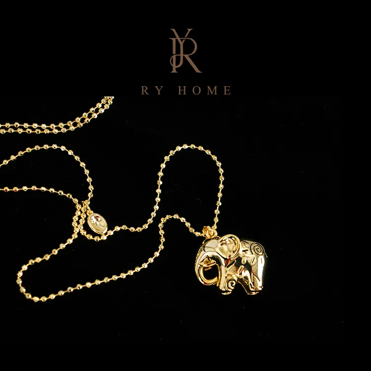 铜项链 【容雨RYHOME】金色小象简约百搭项链253A1339