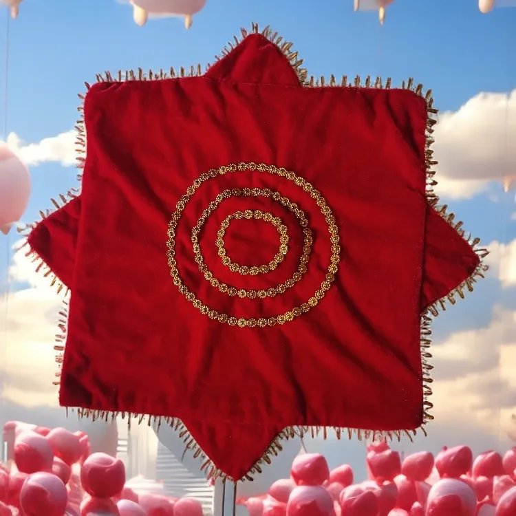 加大加厚双面双层红丝绒八角巾专业舞蹈手绢花东北二人转演出方巾