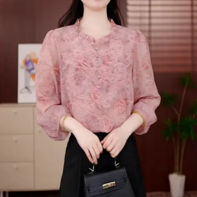 2025新款原版正品高级感时尚衬衫洋气减龄洋气七分袖上衣