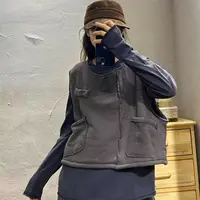 【半奏】秋季加绒厚款全棉大颗粒短款宽松马甲女 胸围140衣长51