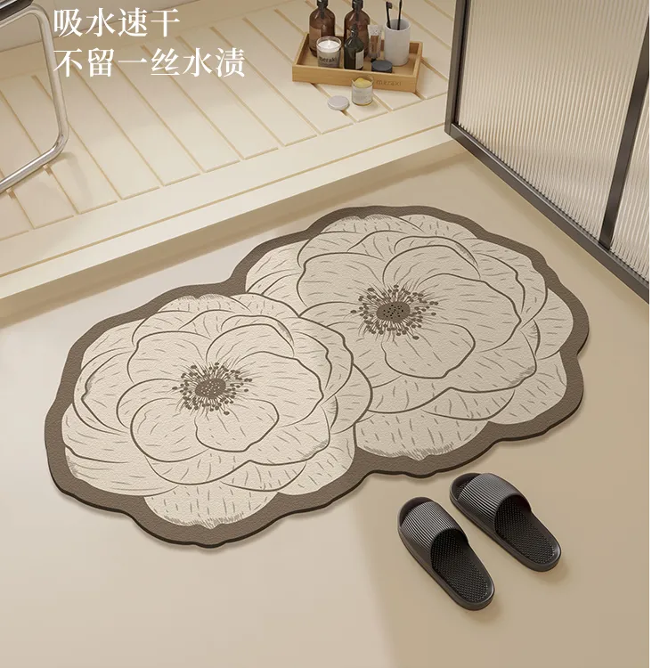 2025新款浴室地垫吸水皮革防滑垫耐脏免洗卫生间厕所门口脚垫