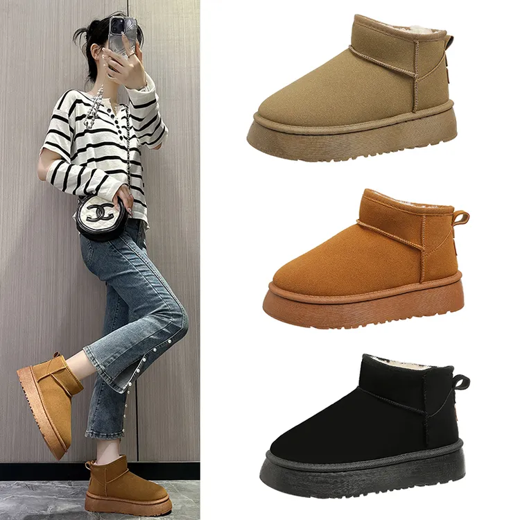 【全额运费补贴+现货】加绒雪地靴女外穿厚底2025秋冬季新款雪地棉