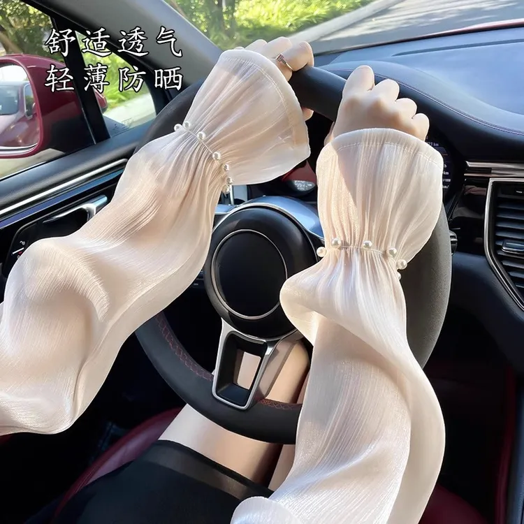 高颜值宽松防晒袖套夏季开车户外骑行防紫外线薄款透气泡泡袖手袖