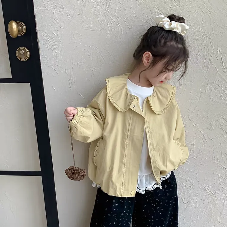 女童秋装外套2025新款洋气时髦女孩风衣设计感夹克春秋款儿童上衣
