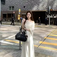 叮叮家【大女主】小众宽松针织罩衫+醋酸吊带长裙套装