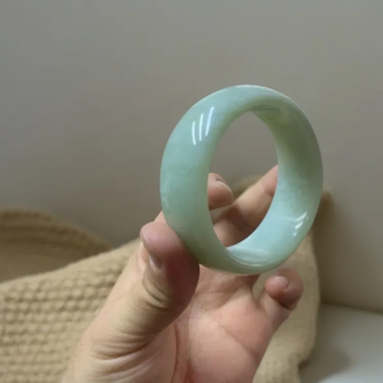 纯天然岫玉天空蓝宽版轮胎手镯多样性随机发一《大两口拍》