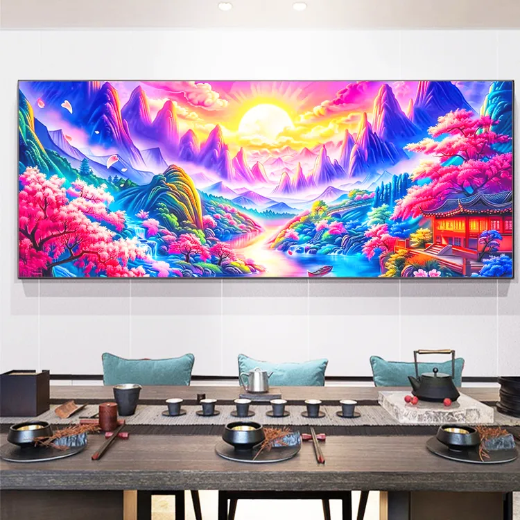 美初十字绣锦绣山河旭日东升山水大气客厅简单现代紫气东来江山