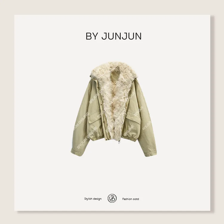 ByJunjun土耳其羊羔毛领鹅绒服外套冬季新品保暖加厚女装