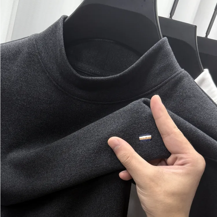 John Bunni半高领德绒打底衫男士秋冬内搭磨毛双面绒保暖长袖t恤