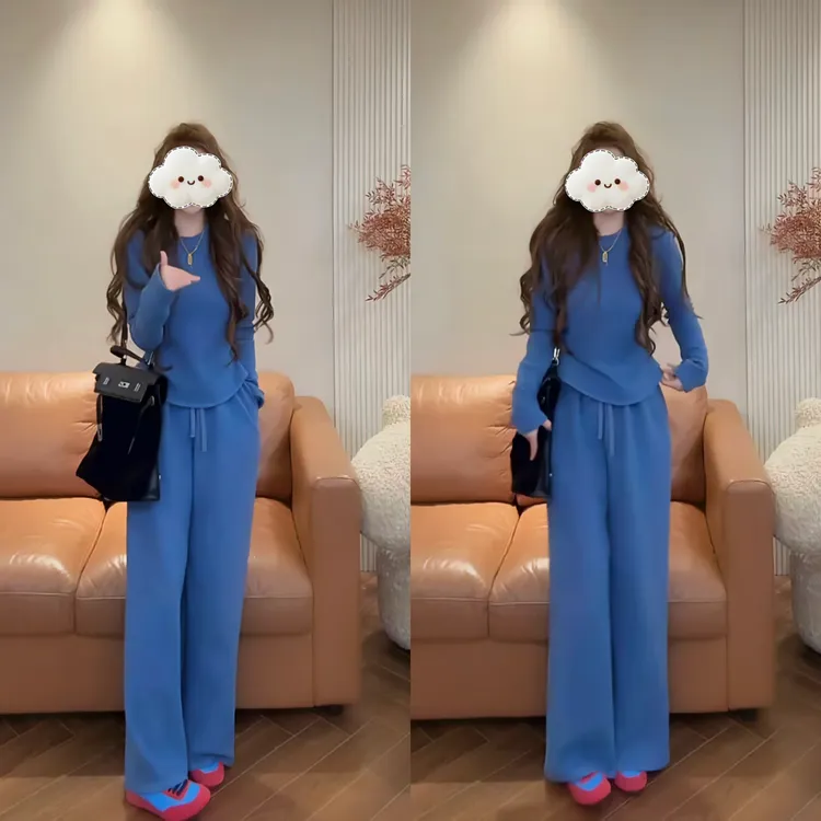 2025新款无法拒绝潮流慵懒风肩垫德绒上衣+德绒卫裤可外穿套装