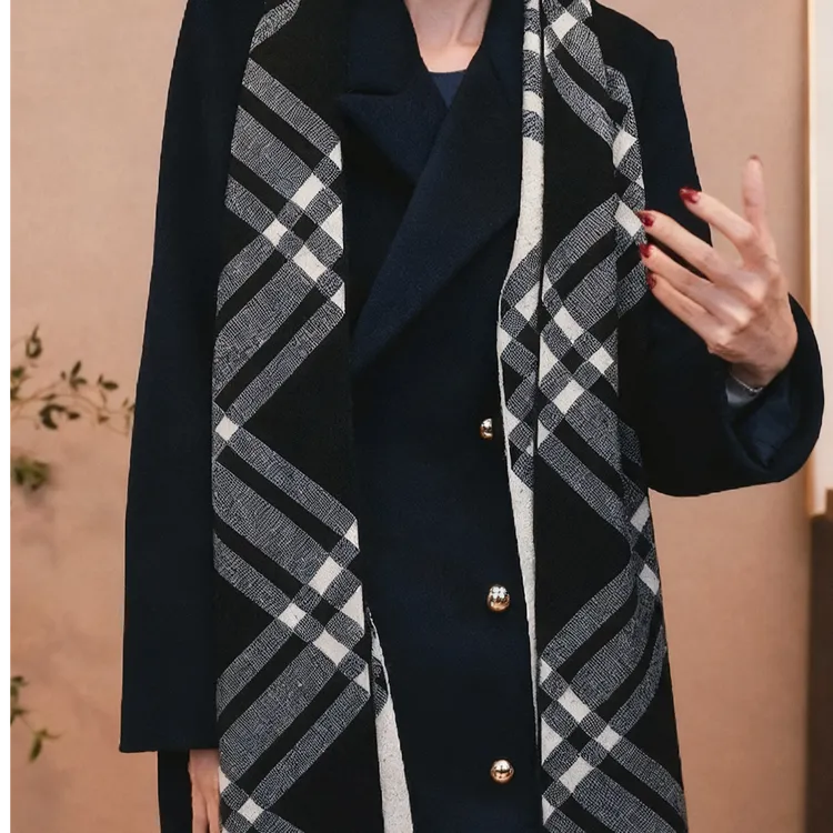 CHENSMCHEN 绵羊毛时尚百搭针织格纹围巾CSS11059NL