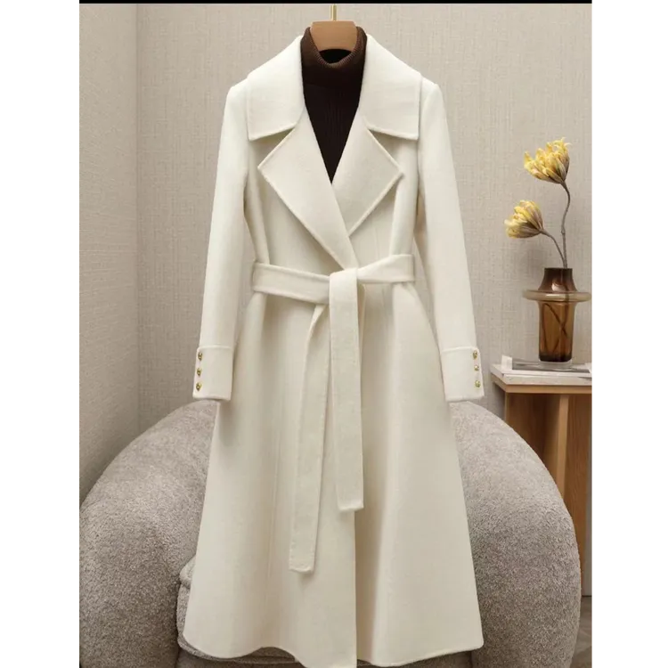 蓝海奕诺气质过膝长款双面毛呢外套2025秋冬新款双面呢轻奢大衣女