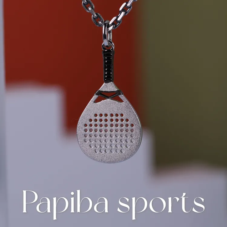 papiba 坠链均925银 Papiba 板式网球纯银镀金吊坠链 经典A款