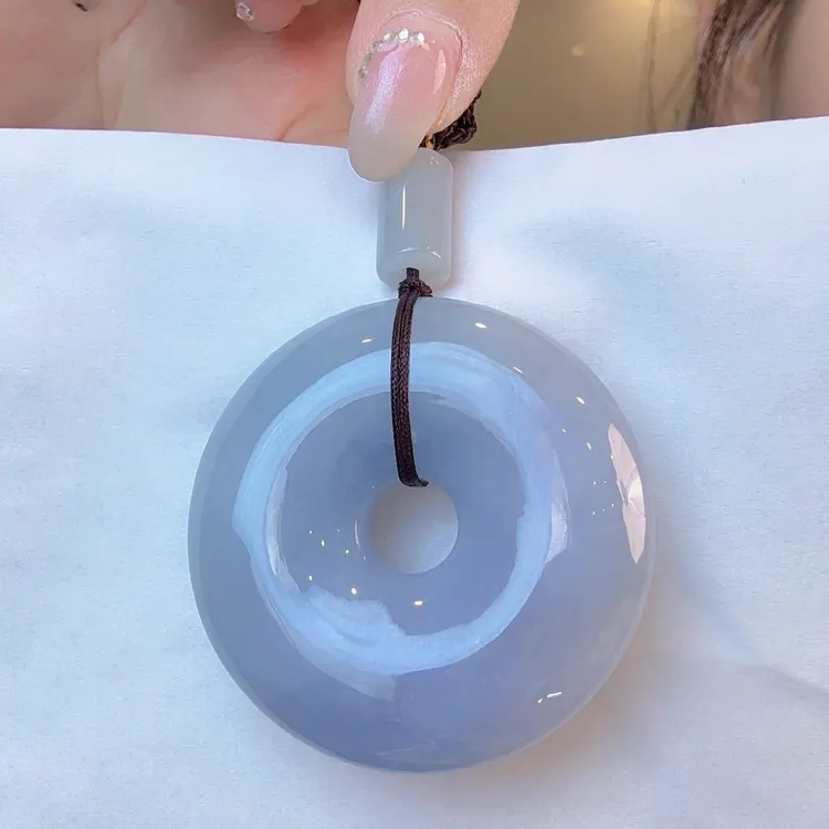 天然翡翠A货厚装自茄紫平安肉扣全经46左右 厚12+（多样性发其一）