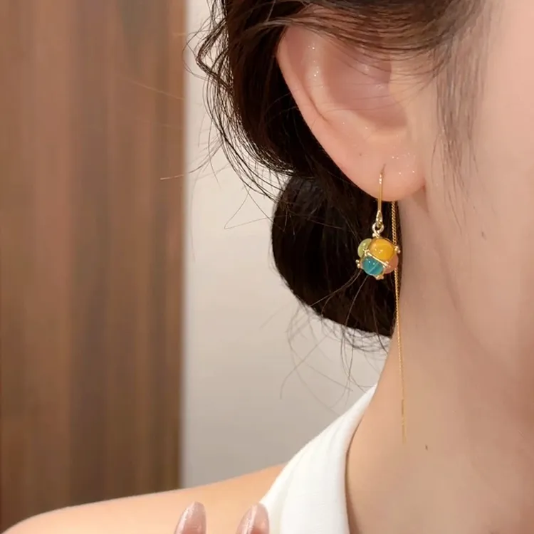 【魔方饰界】耳饰耳线气质复古设计感轻奢彩色时尚小众ES455