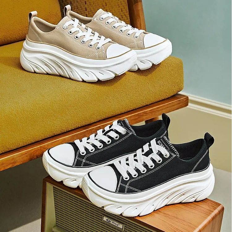 【琥珀流光】斯凯奇25年秋冬新款女鞋厚底增高百搭帆休闲布鞋177435