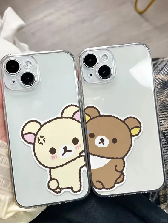 小情侣轻松熊适用于苹果iPhone15/16promax华为手机壳13防摔透明x