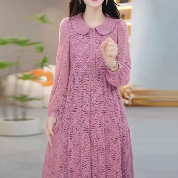 女装气质轻奢蕾丝连衣裙秋季新款时尚优雅洋气显瘦遮肉中长裙