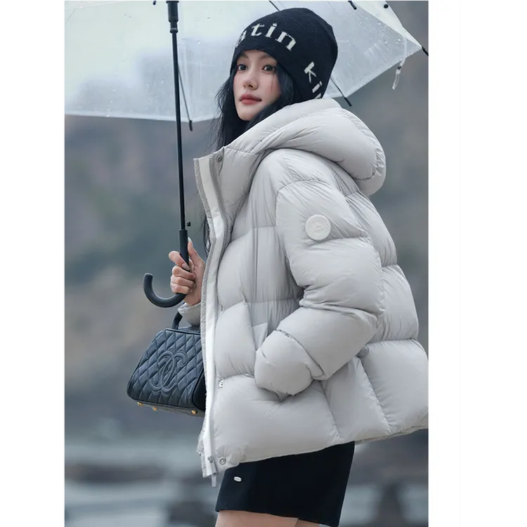 奥顿思兰迪泡芙短款羽绒服女加厚宽松高端面包服冬保暖白鸭绒外套