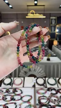 【闪购商品】碧玺三圈手串5mm+未镶嵌一物一证dan