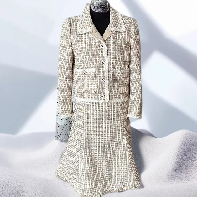 春款小香风毛棉粗编织套装