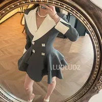 【现货】LUOLUOZ【柏林秋日】气质绝美设计感时尚短款秋季连衣裙JF984