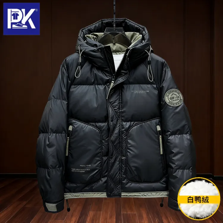 男士冬季加厚短款羽绒服免洗潮流连帽冬装上衣韩版时尚白鸭绒外套