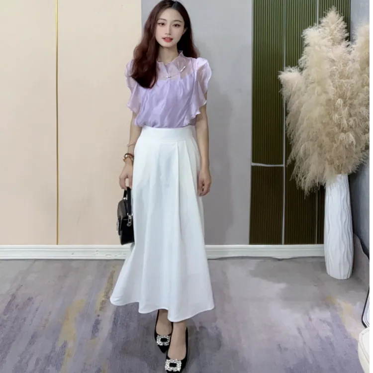 【芹子专属】小个子定制法式温柔风高级感荷叶边上衣半身裙两件套装