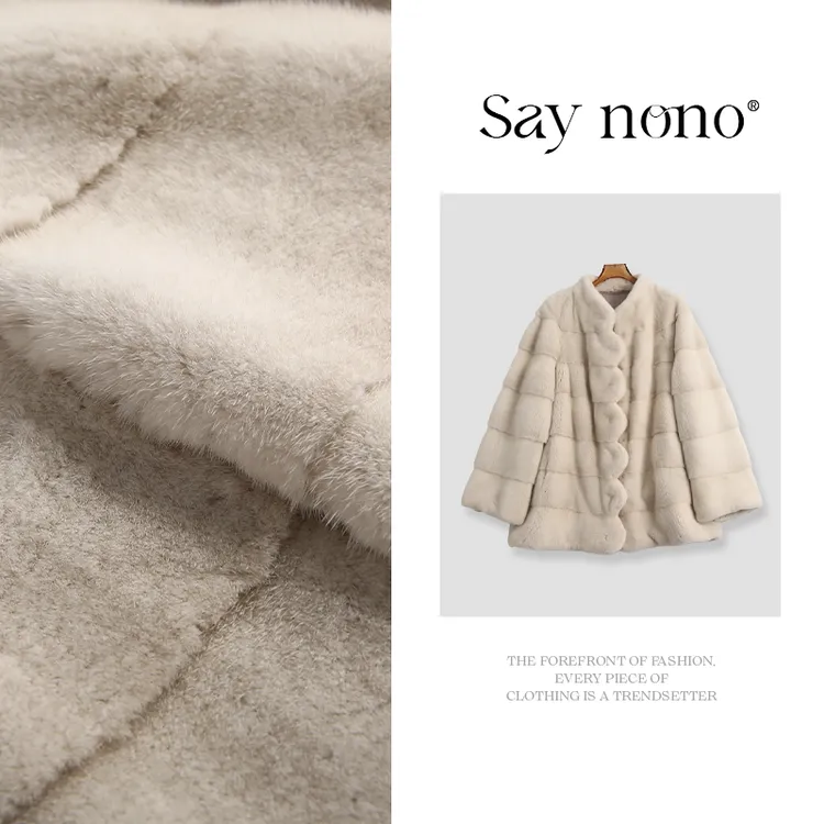 懒猫nono│ Saynono 珍珠色进口天鹅绒短二水貂皮草/MDL2592