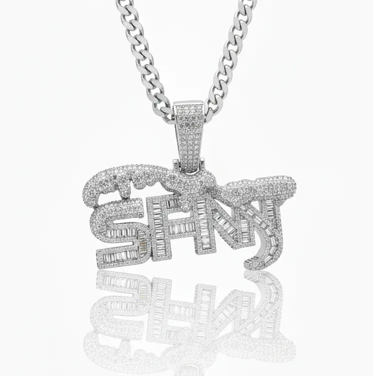 铜合金吊坠 BTSP 25SS雪限定SFNT满钻锆石嘻哈美式潮流说唱项链