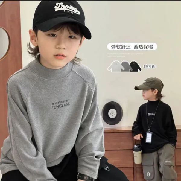 儿童德绒长袖内衣婴儿男宝宝春秋保暖秋衣中大童冬季内穿打底衫
