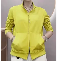 8980-纯色双拉链运动上衣外套（秋黄）