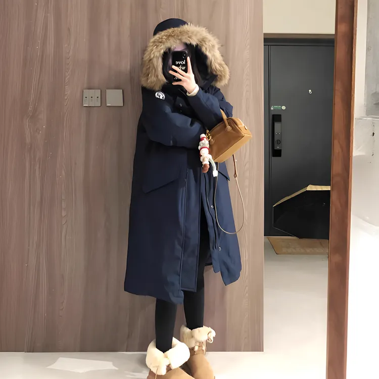 长款过膝工装派克服2025新款加长加厚冬季大棉袄宽松韩版棉服外套