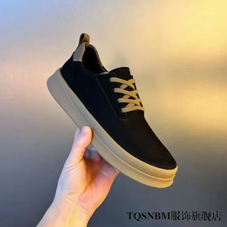 男鞋2025夏季新款休闲鞋男皮鞋百搭时尚板鞋潮流拼色地板系带单鞋