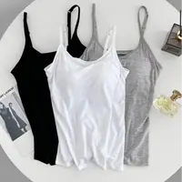 【涧蓝正品】带胸垫固定乳胶感胸垫吊带背心聚拢罩杯一体内搭