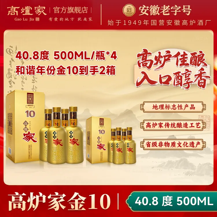 高炉家和谐年份家酒10*2箱纯粮固态法白酒送人送礼40.8度500ml