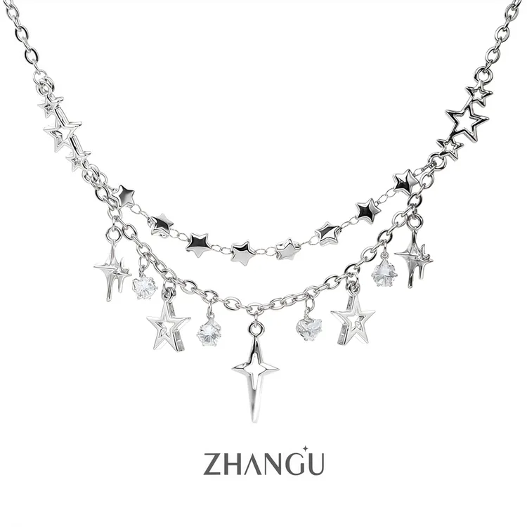 合金项链 美式潮酷不掉色星星项链女款甜美钛钢项链小众个性配饰
