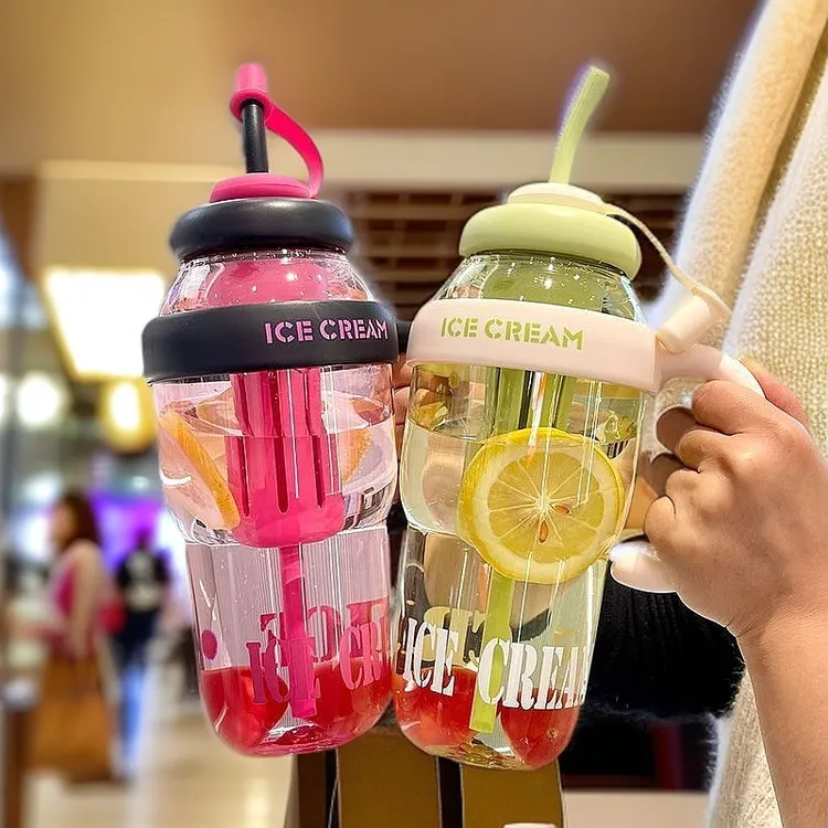 ins高颜值夏日水杯大容量幸运肚肚杯巨无霸网红可爱学生吸管杯子a
