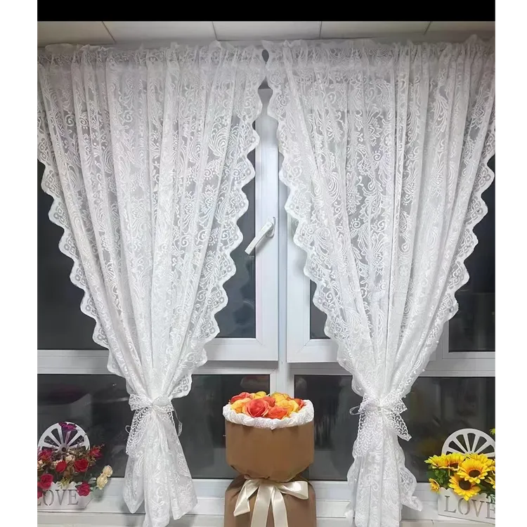 免打孔爆款厨房窗帘遮挡纱帘2片式