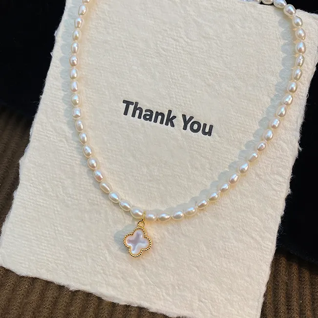 【双面四叶草】天然淡水珍珠项链女气质简约经典大牌高级感小米珠